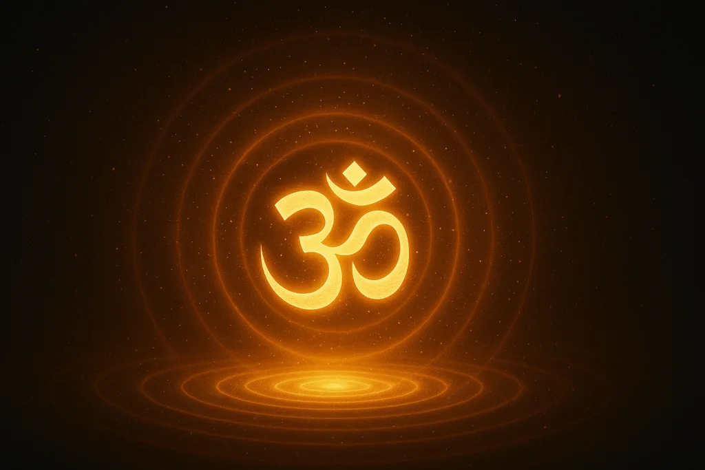 The Hindu Om Symbol (ॐ) represents the sound of creation, signfying itself as the ultimate reality.